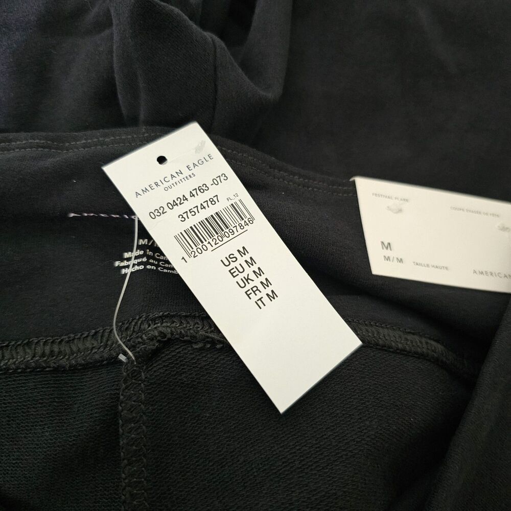 American Eagle Mid Rise Festival Flare Leggings Black‎ Medium - Picture 7 of 8